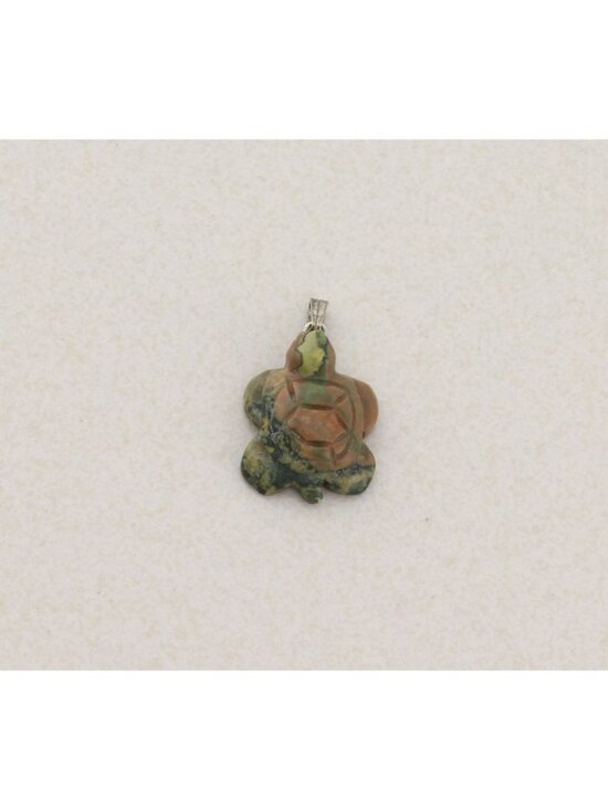 Unbranded Jewelry - Pendant Only Carved Unakite Turtle Pendant 1" x 5/8"